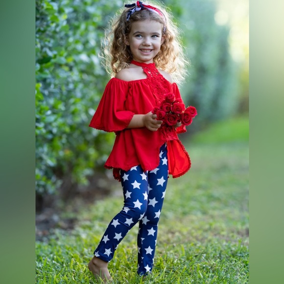 🆕🏷️ Beautiful Red Tunic & Legging Set 4T-5T (Mia Belle) - Picture 2 of 4